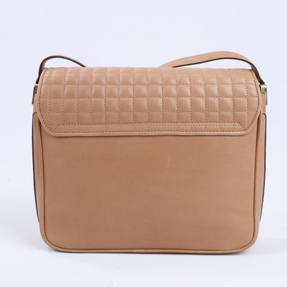 Celine Triomphe Quilted Leather Crossbody Bag in Camel