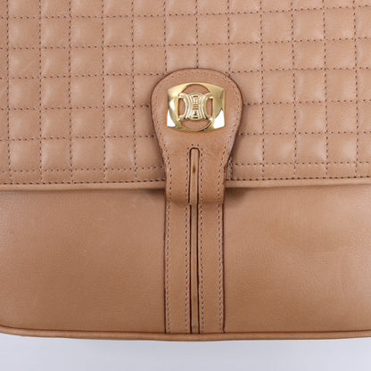 Celine Triomphe Quilted Leather Crossbody Bag in Camel