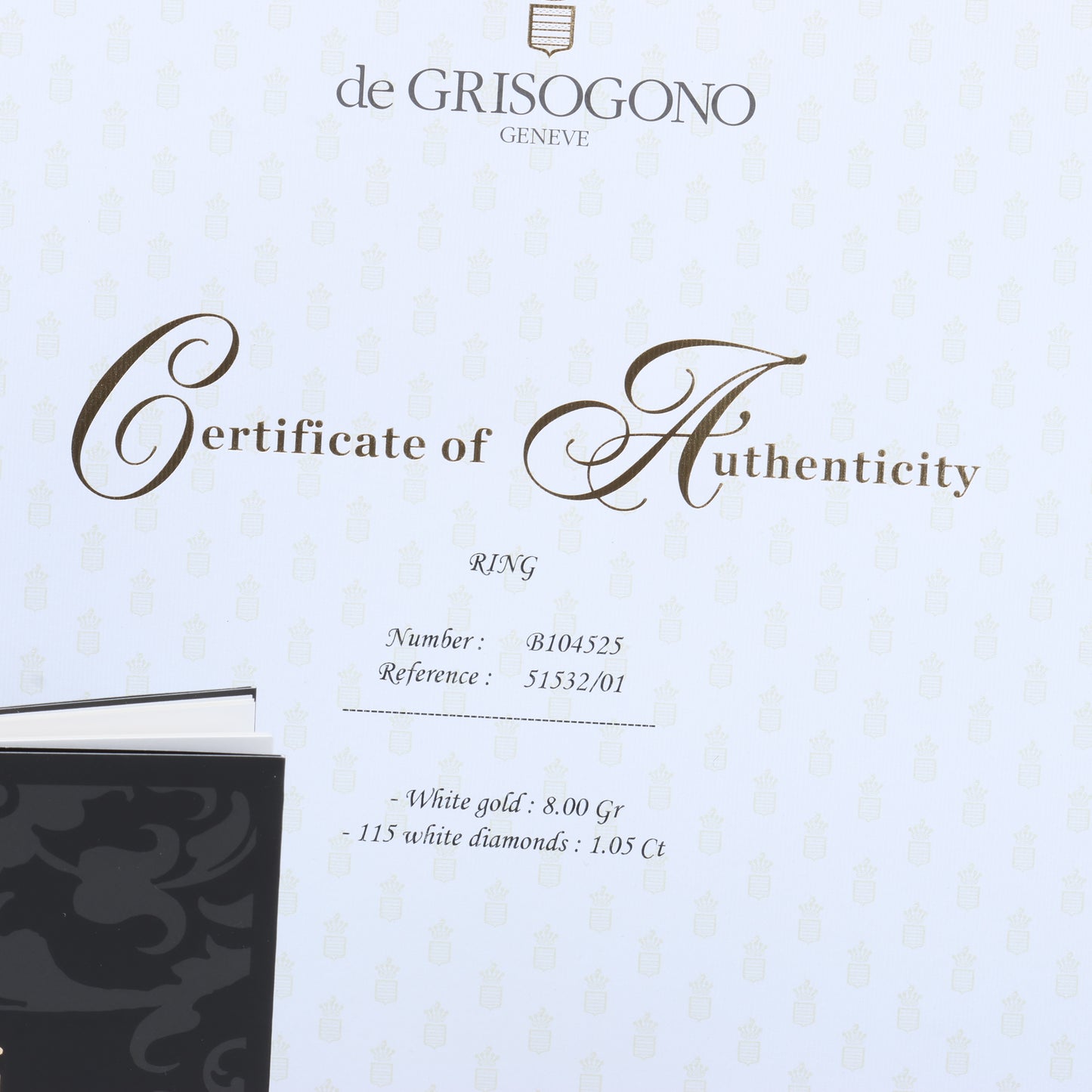 De Grisogono White Gold and Diamond Ring, Size 52