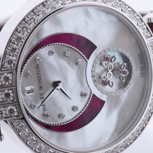 Harry Winston Premier Diamond Second PRNASS36WW001 Crocodile leather x WG AT MOP Dial 36mm Watch