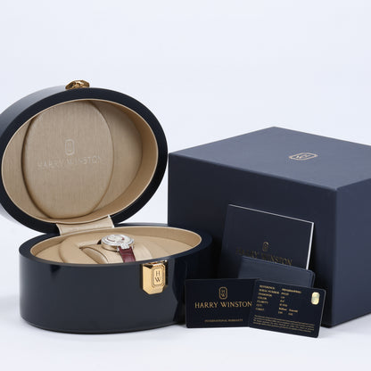 Harry Winston Premier Diamond Second PRNASS36WW001 Crocodile leather x WG AT MOP Dial 36mm Watch