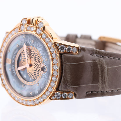 Harry Winston Ocean Moon Phase OCEQMP36RR026 Crocodile leather x RG QZ MOP Dial 36mm Watch