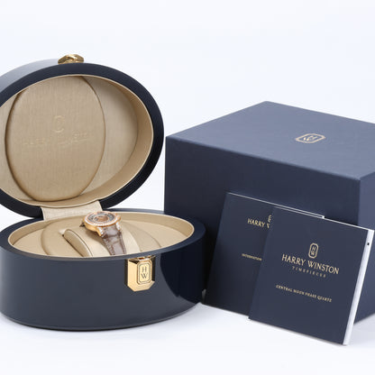 Harry Winston Ocean Moon Phase OCEQMP36RR026 Crocodile leather x RG QZ MOP Dial 36mm Watch