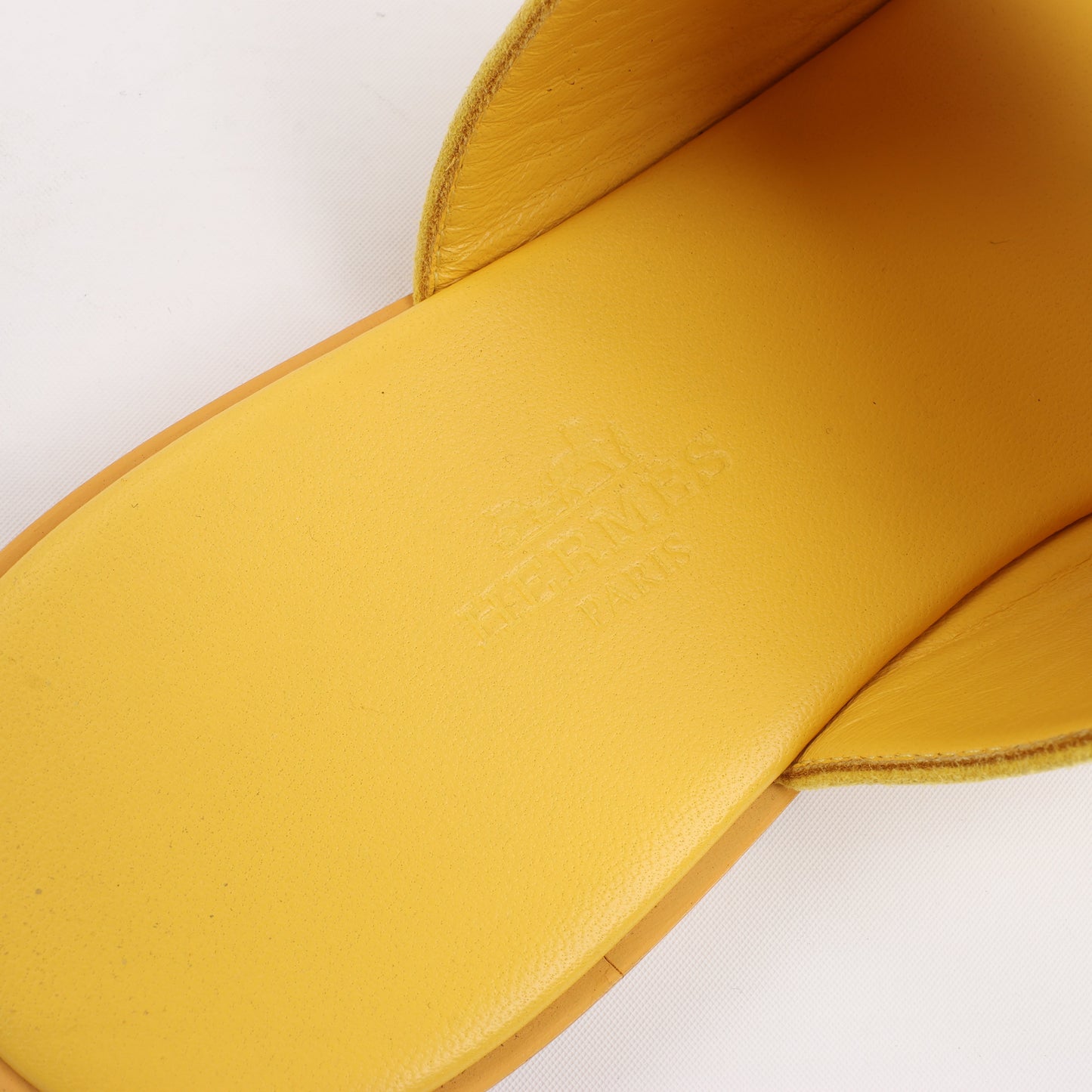HERMES Kaia Suede Sandals in Yellow Gold, Size 36.5 EU