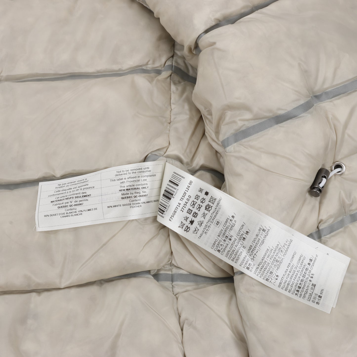 Eleventy White Quilted Down Jacket, Size 48