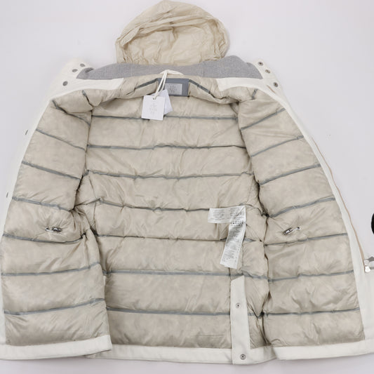 Eleventy Weiße Stepp-Daunenjacke, Größe 48