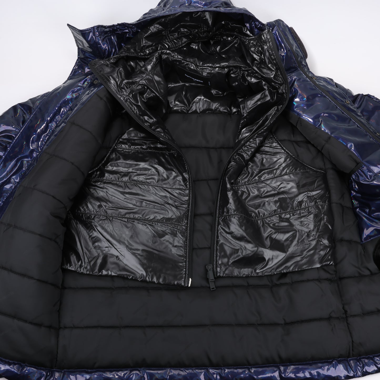 DSQUARED2 Glossy Navy Puffer Jacket, Size 48