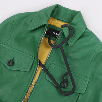 DSQUARED2 Green Leather Cape Jacket, Style S75AM0561, Size 38