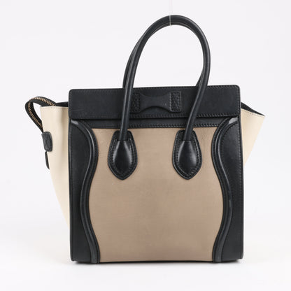 CELINE Luggage Micro Lederhandtasche dreifarbig in Beige