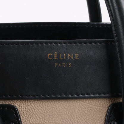 CELINE Luggage Micro Lederhandtasche dreifarbig in Beige