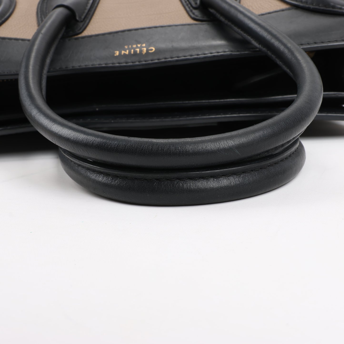 CELINE Luggage Micro Lederhandtasche dreifarbig in Beige