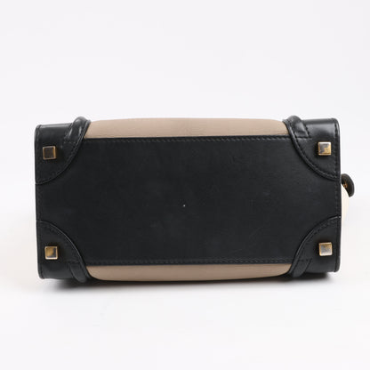 CELINE Luggage Micro Lederhandtasche dreifarbig in Beige