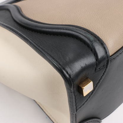 CELINE Luggage Micro Lederhandtasche dreifarbig in Beige