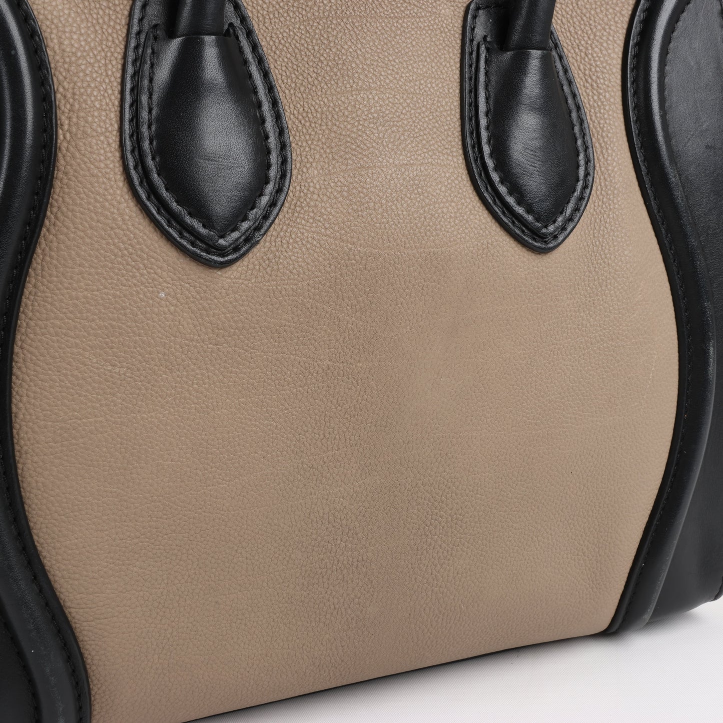 CELINE Luggage Micro Lederhandtasche dreifarbig in Beige