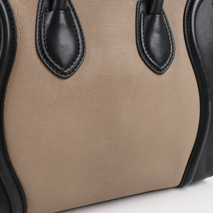 CELINE Luggage Micro Lederhandtasche dreifarbig in Beige