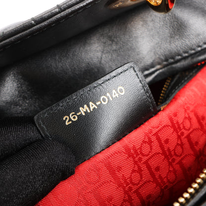 Christian Dior Lady Dior Große 2-Wege-Handtasche aus Cannage-Leder in Schwarz