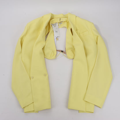 Alessandro Vigilante Yellow Blazer with Coordinating Bra Top, Size 44/40