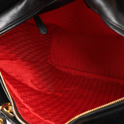 Christian Dior Lady Dior Große 2-Wege-Handtasche aus Cannage-Leder in Schwarz