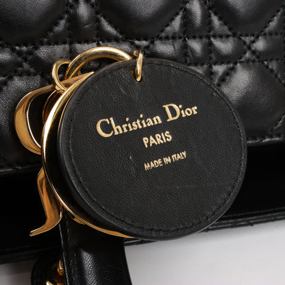 Christian Dior Lady Dior Große 2-Wege-Handtasche aus Cannage-Leder in Schwarz