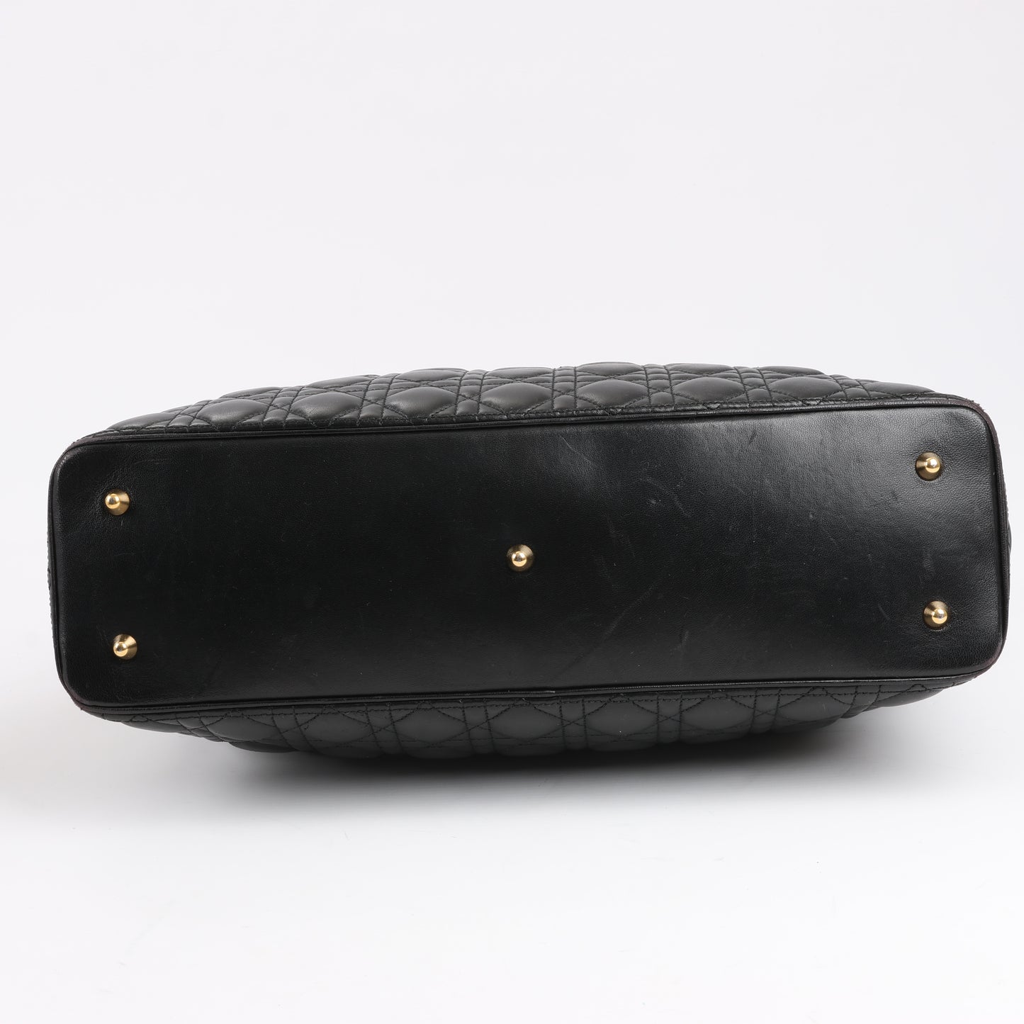 Christian Dior Lady Dior Große 2-Wege-Handtasche aus Cannage-Leder in Schwarz