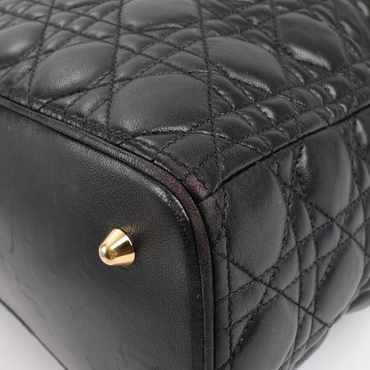 Christian Dior Lady Dior Große 2-Wege-Handtasche aus Cannage-Leder in Schwarz
