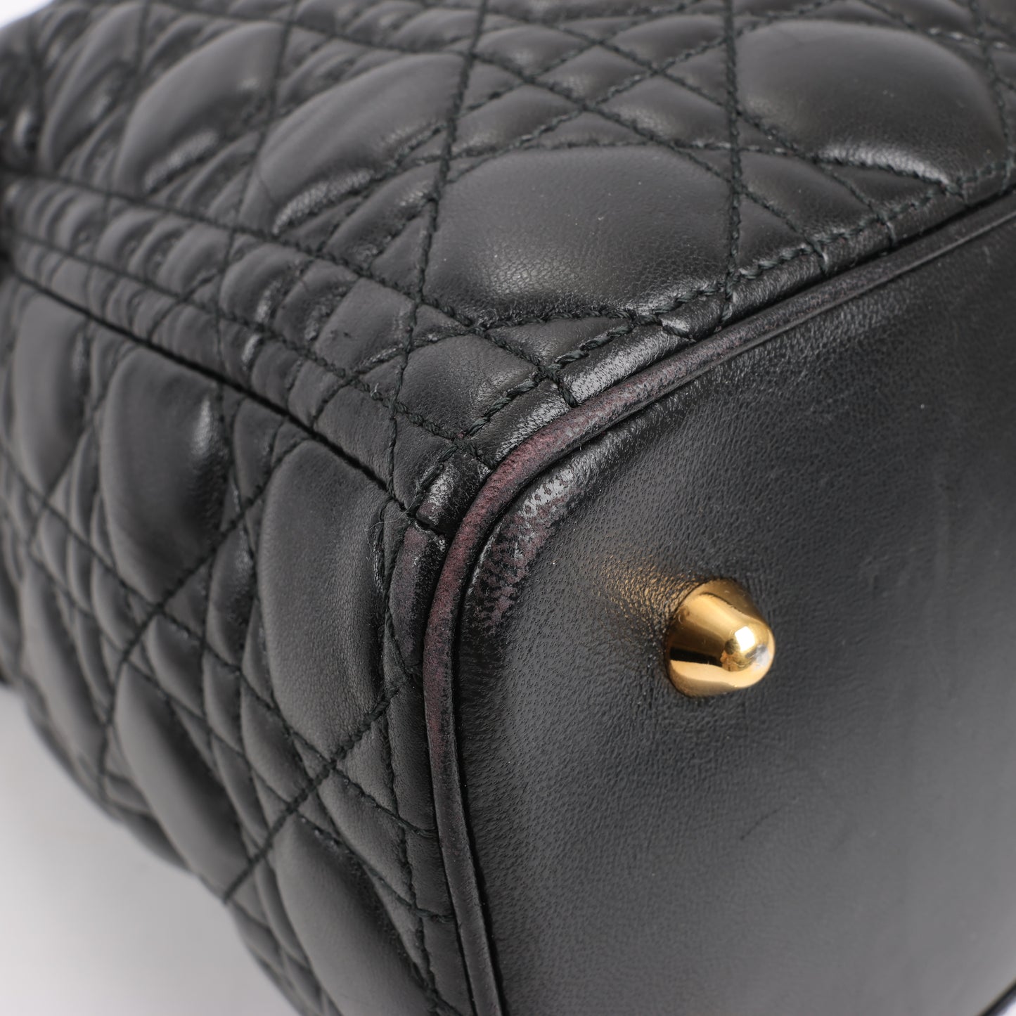 Christian Dior Lady Dior Große 2-Wege-Handtasche aus Cannage-Leder in Schwarz