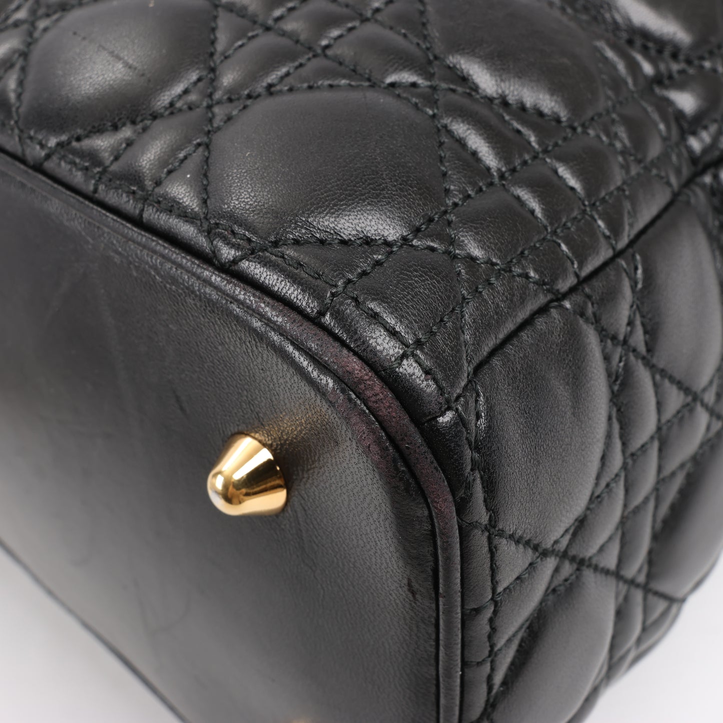 Christian Dior Lady Dior Große 2-Wege-Handtasche aus Cannage-Leder in Schwarz