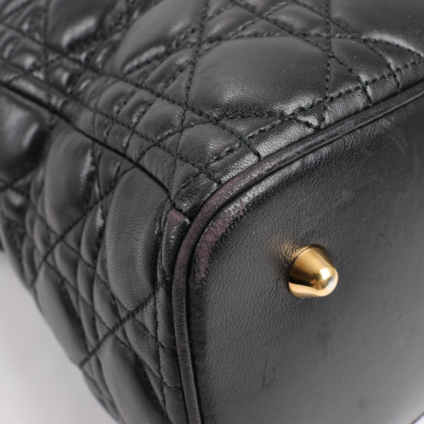 Christian Dior Lady Dior Große 2-Wege-Handtasche aus Cannage-Leder in Schwarz