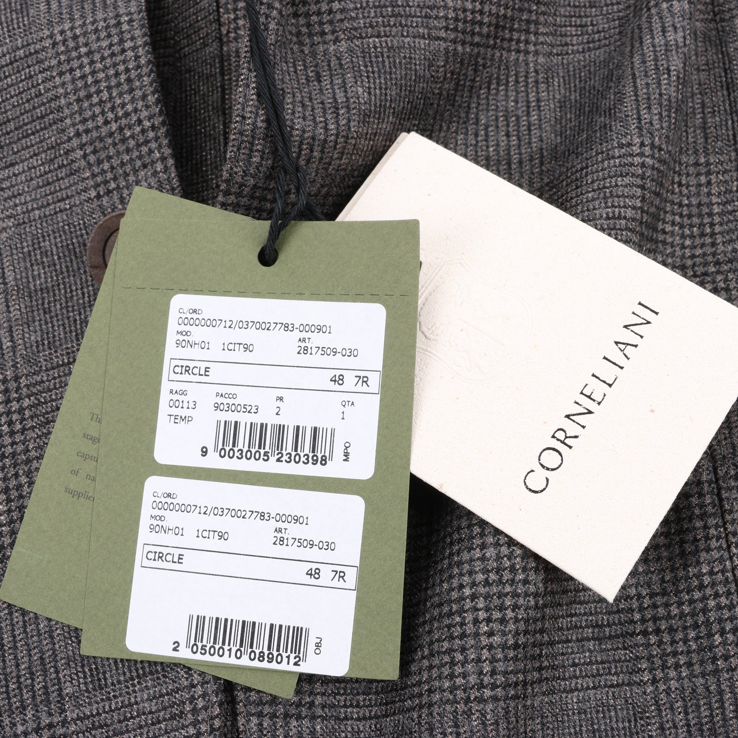 CORNELIANI Glen Plaid Blazer and Trousers Set, Size 48