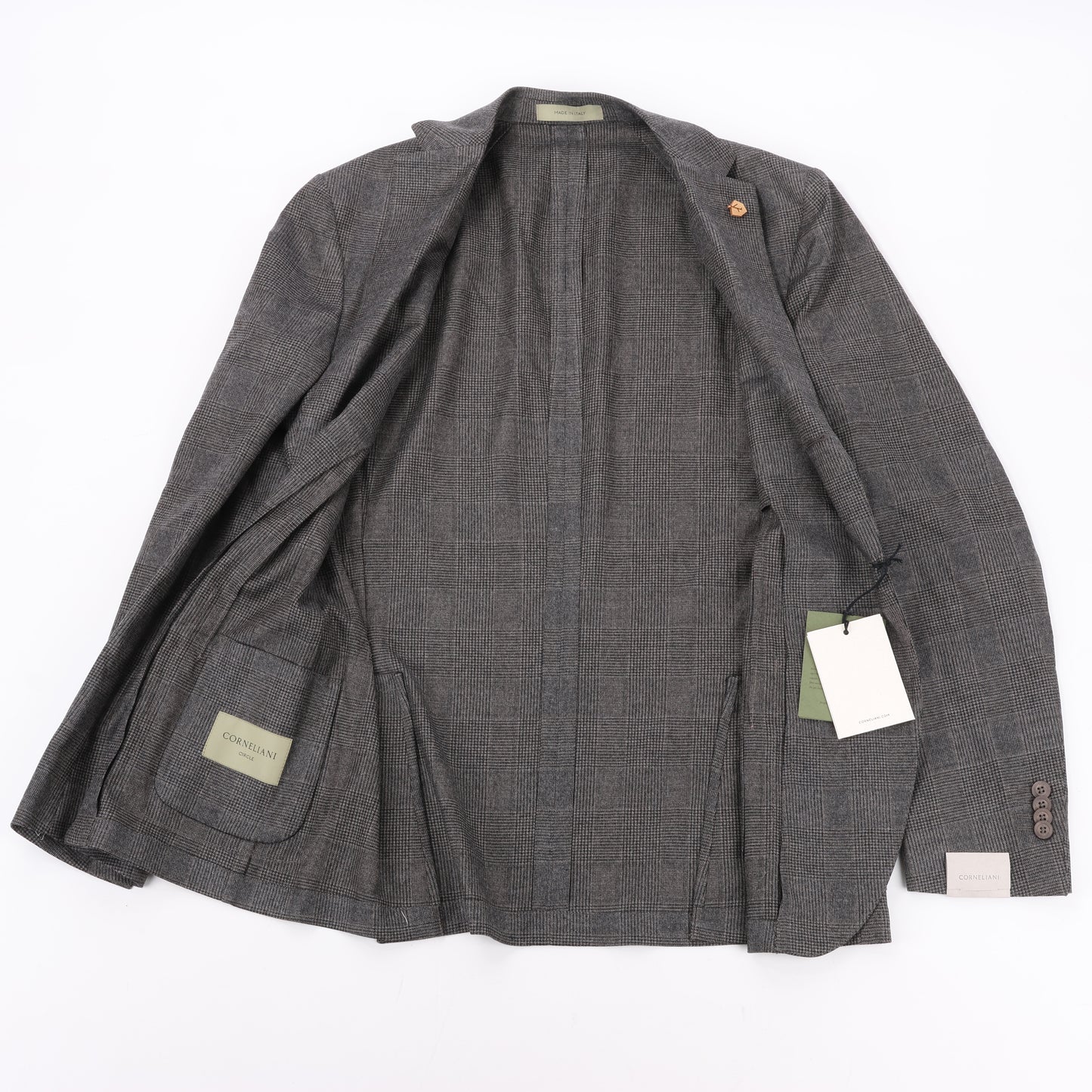 CORNELIANI Glen Plaid Blazer and Trousers Set, Size 48