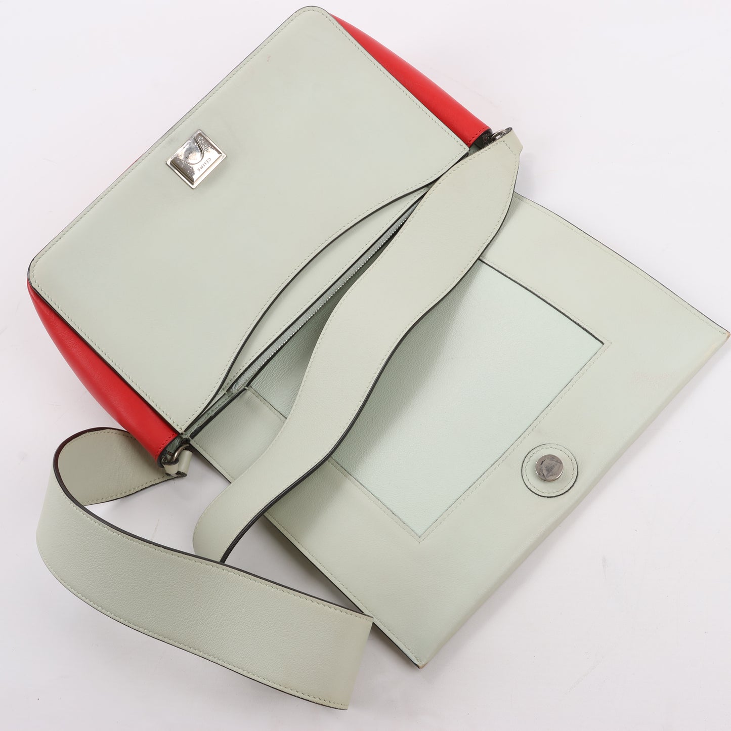 Celine Frame Leder-Umhängetasche in Grün x Rot