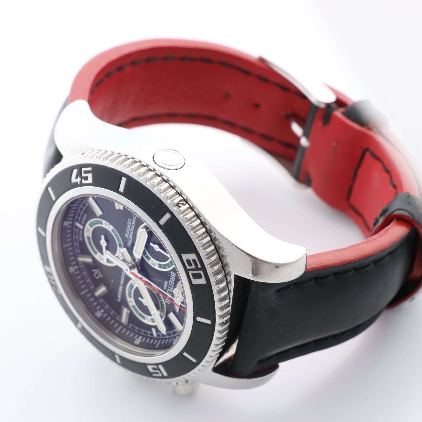 Montre Breitling Superocean A73310 1322371 SS et caoutchouc QZ, cadran noir
