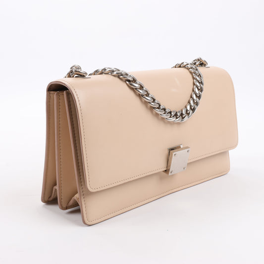 Celine Case Flap Leather Chain Shoulder Bag in Beige