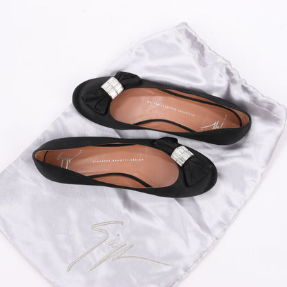 Giuseppe Zanotti Schwarze Ballerinas mit Schleife in Größe 37 EU