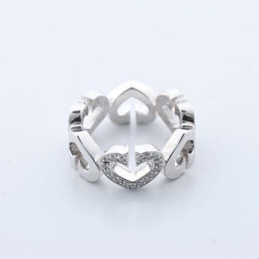 Cartier C Heart Diamond Ring 750(WG) 8.0g, Size 47 EU