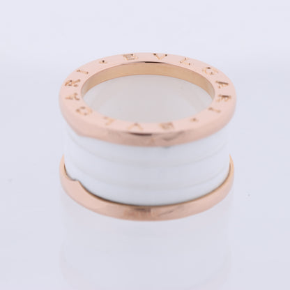 Bague Bvlgari B.Zero1 en or rose 750 et céramique blanche (9,4 g, taille 49)