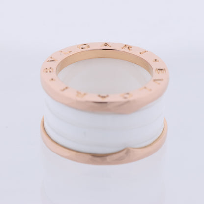 Bague Bvlgari B.Zero1 en or rose 750 et céramique blanche (9,4 g, taille 49)