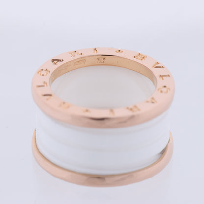 Bague Bvlgari B.Zero1 en or rose 750 et céramique blanche (9,4 g, taille 49)