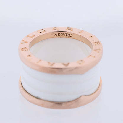 Bague Bvlgari B.Zero1 en or rose 750 et céramique blanche (9,4 g, taille 49)
