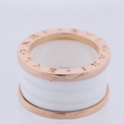 Bague Bvlgari B.Zero1 en or rose 750 et céramique blanche (9,4 g, taille 49)
