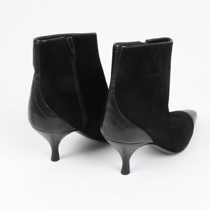 Ferragamo Gancini Stiefeletten aus Leder und Wildleder in Schwarz, Größe 4,5 US