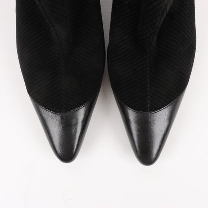 Ferragamo Gancini Stiefeletten aus Leder und Wildleder in Schwarz, Größe 4,5 US