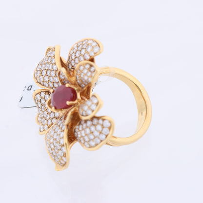 Carrera Y Carrera Seda Imperial Orchidee Yellow Gold with Ruby and Diamonds, Size 53 EU