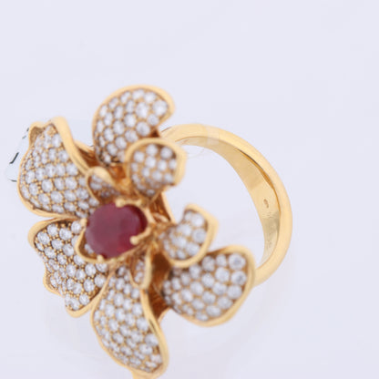 Carrera Y Carrera Seda Imperial Orchidee Yellow Gold with Ruby and Diamonds, Size 53 EU