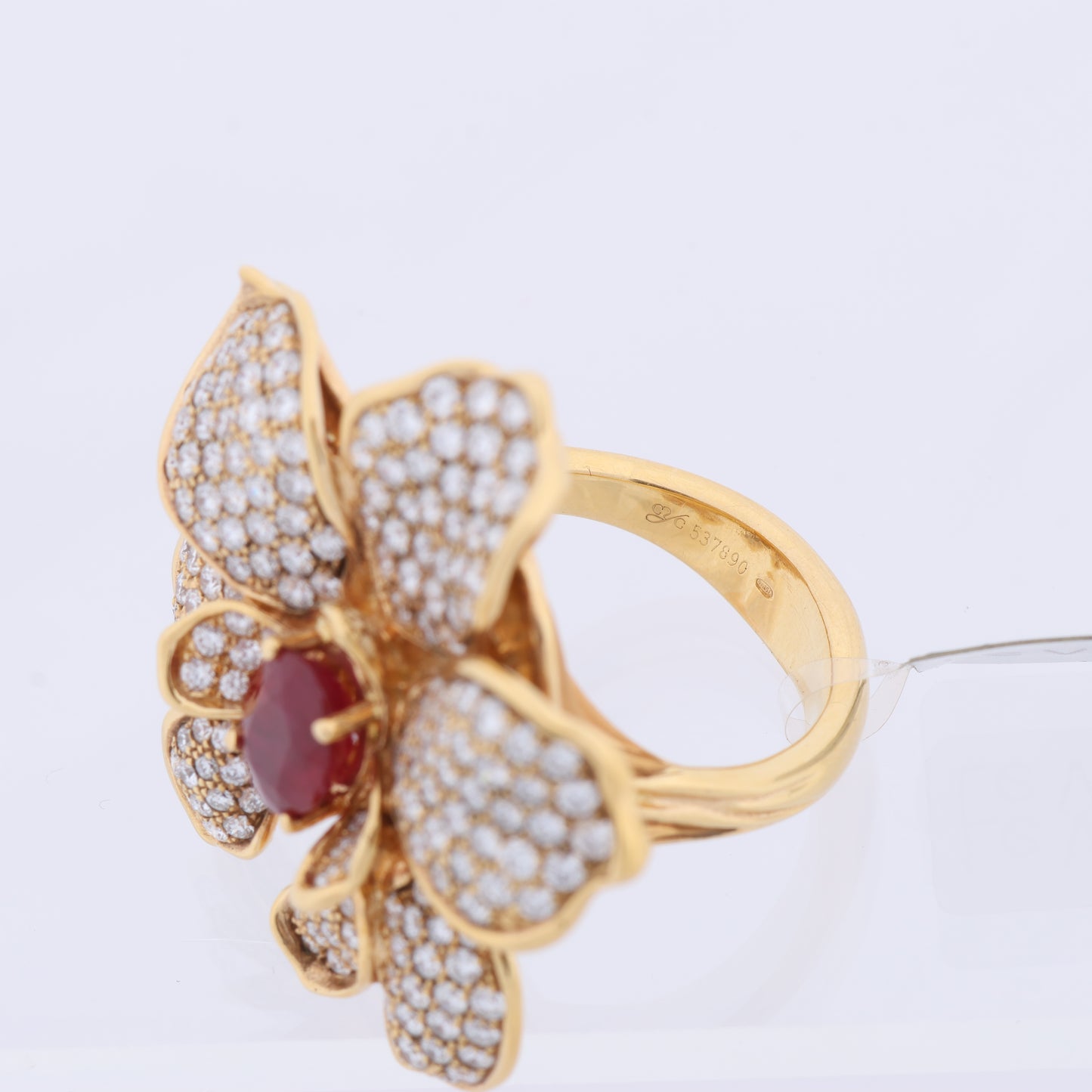 Carrera Y Carrera Seda Imperial Orchidee Yellow Gold with Ruby and Diamonds, Size 53 EU
