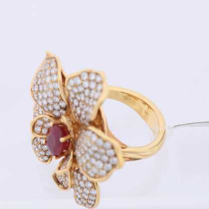 Carrera Y Carrera Seda Imperial Orchidee Yellow Gold with Ruby and Diamonds, Size 53 EU