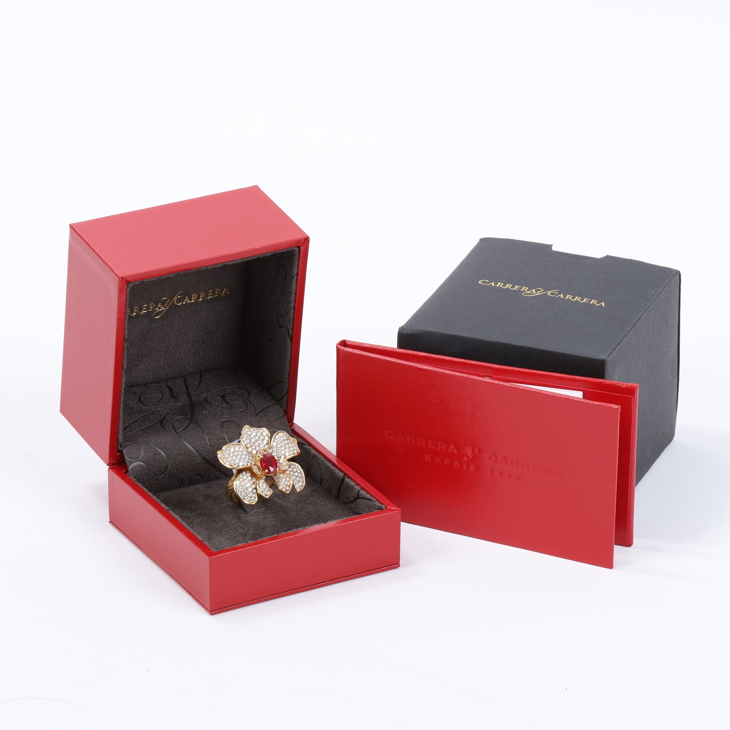 Carrera Y Carrera Seda Imperial Orchidee Yellow Gold with Ruby and Diamonds, Size 53 EU
