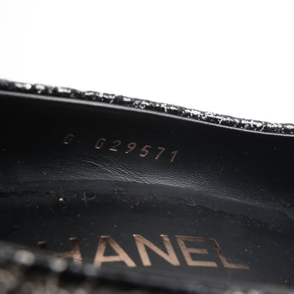 Chanel Coco Mark Leather Heels Black × Silver G29571, Size 36 EU