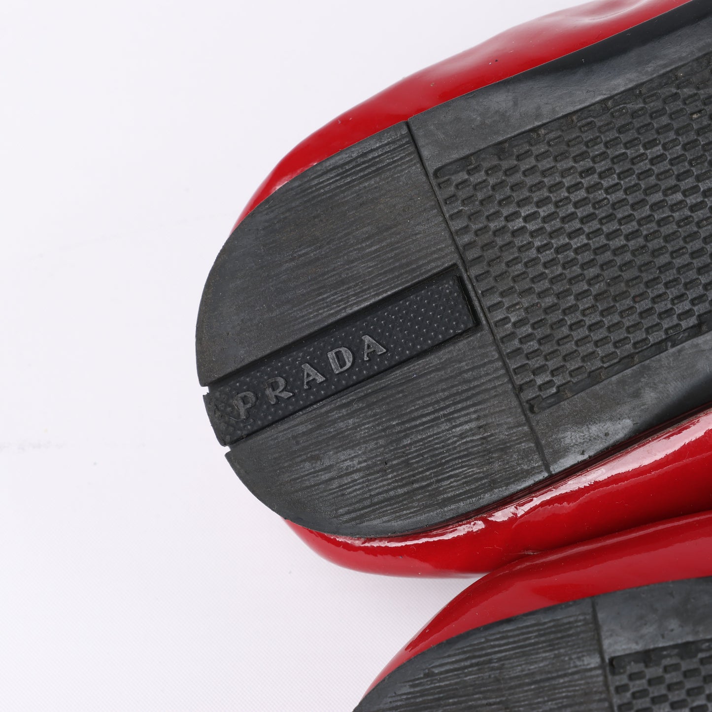 Prada Red Patent Leather Black Bow Scrunch Ballet Flats Size 36.5 EU