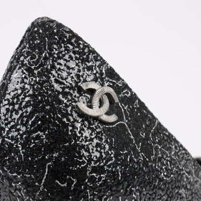 Chanel Coco Mark Leder Heels Schwarz × Silber G29571, Größe 36 EU